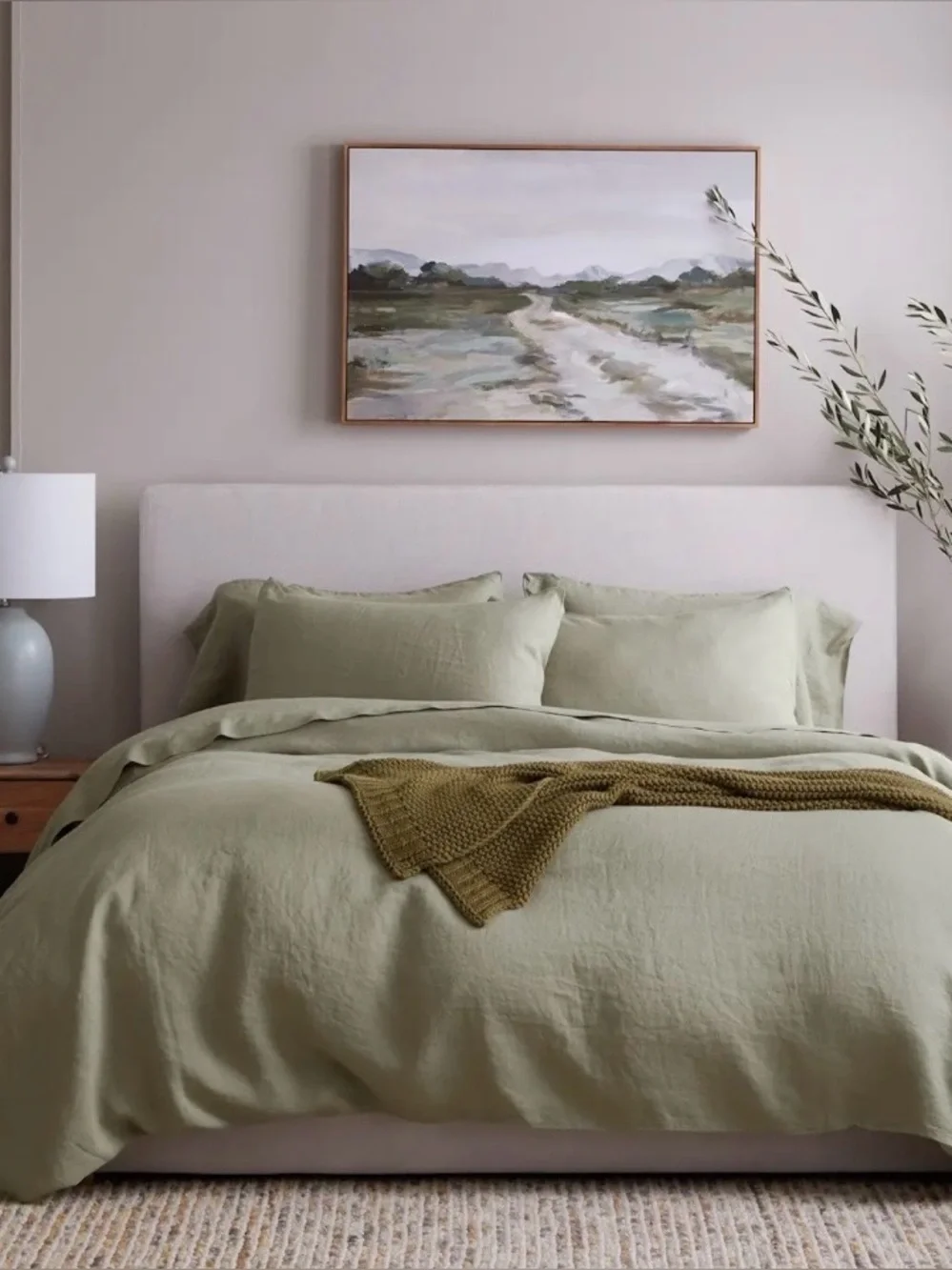 NWT Quince European Linen 3 Pc Duvet Cover Set, King/cal (Willowleaf) MSRP $214